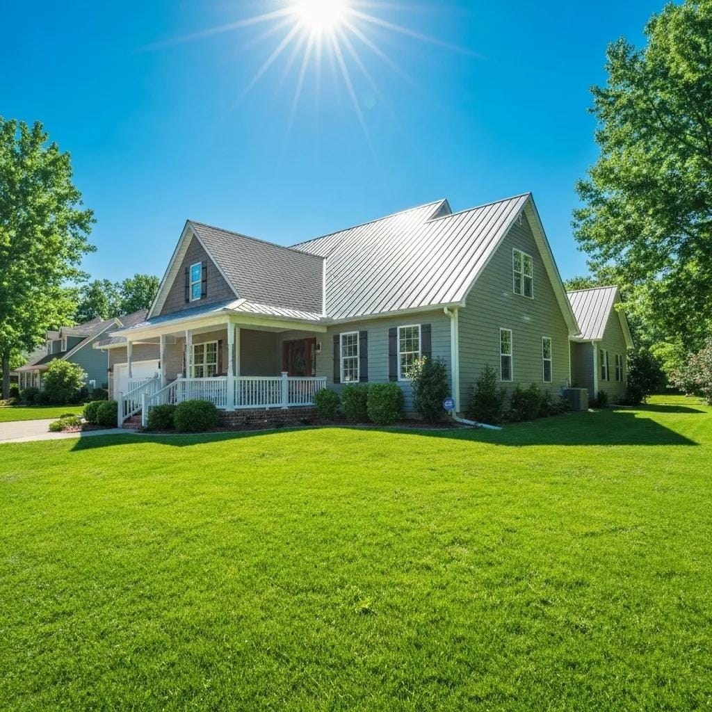 Newly installed roof on a residential home highlighting various roofing materials