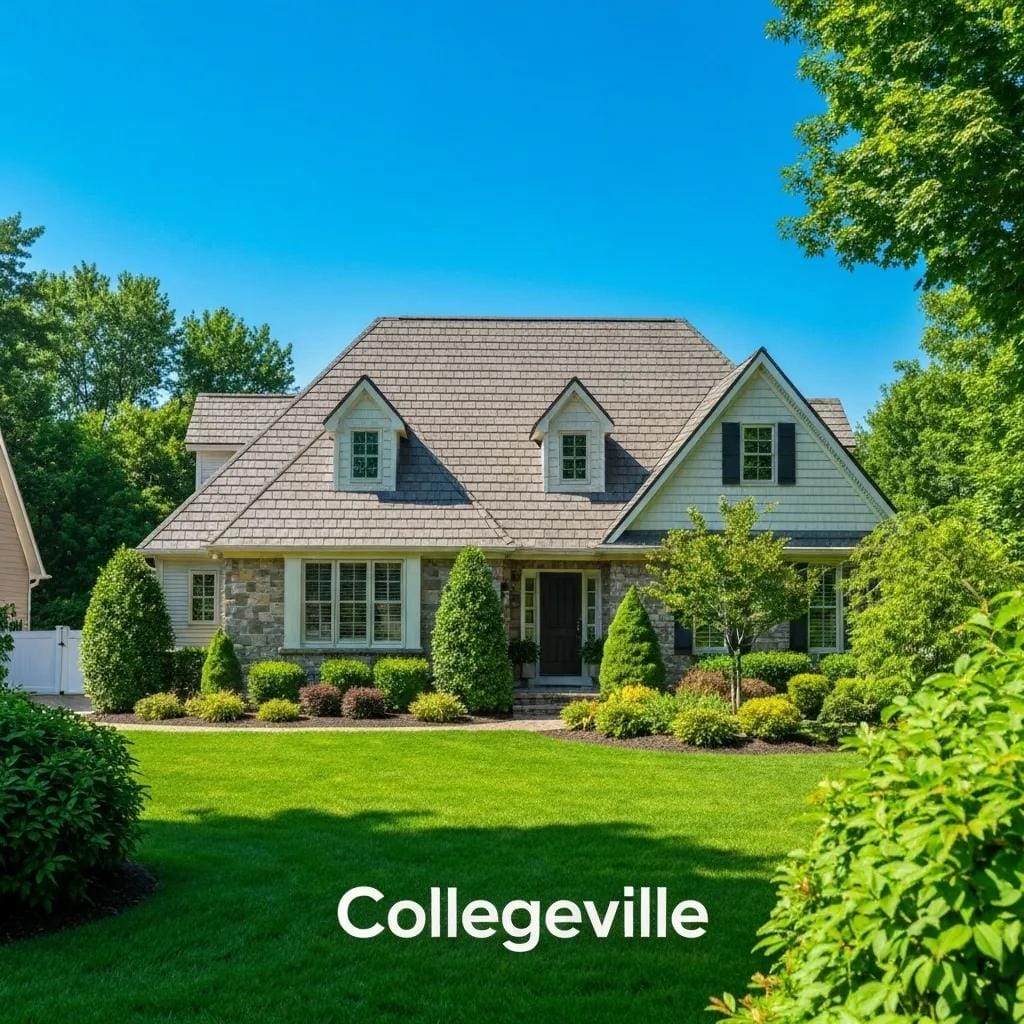 Collegeville home with durable roofing showcasing local architectural style