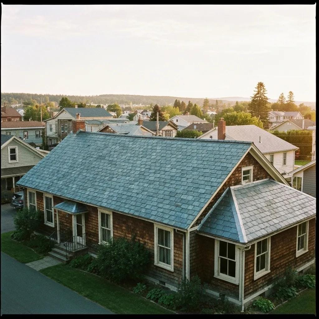Historic home with a classic slate roof, highlighting its longevity and aesthetic appeal in a picturesque neighborhood