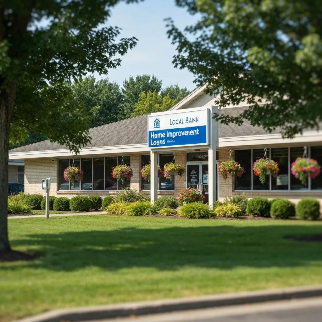 A local bank branch offering home improvement loans for roofing projects