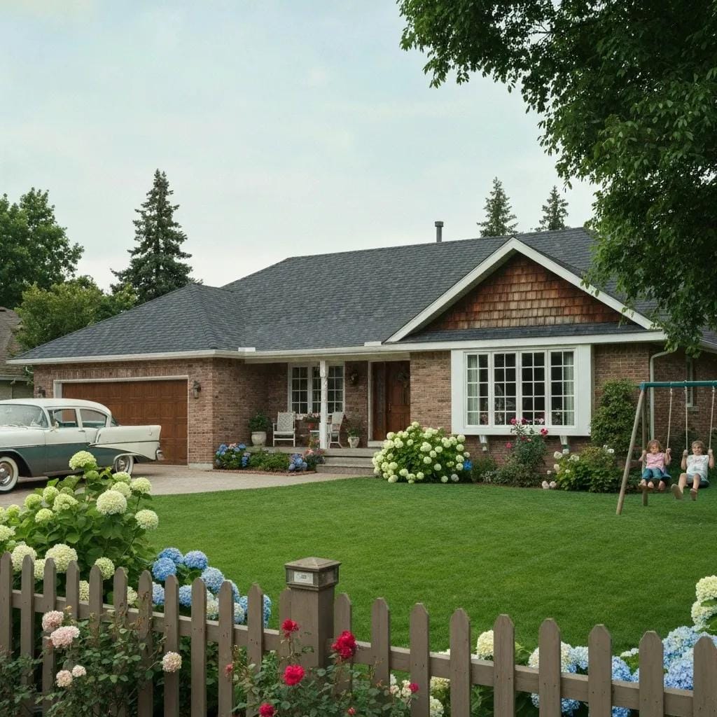 Residential home with asphalt shingles, highlighting cost-effective roofing options